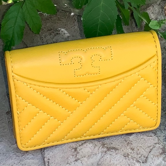Tory Burch Yellow Leather Mini Wallet - Picture 2 of 16